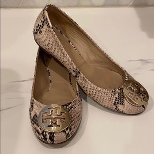 Tory Burch Snake Embossed Leather Reva Flat